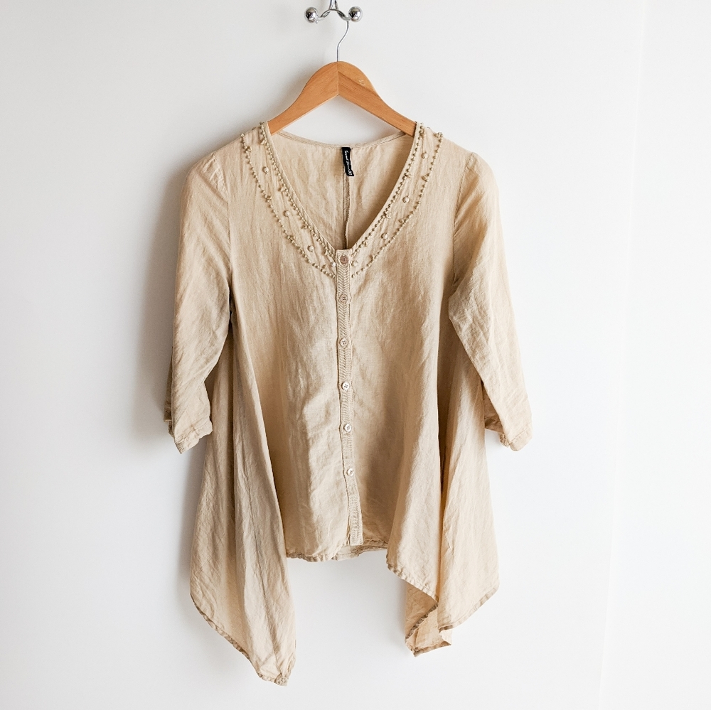 Sacred Threads Linen Cotton Blend Tunic Blouse - Picture 11 of 16